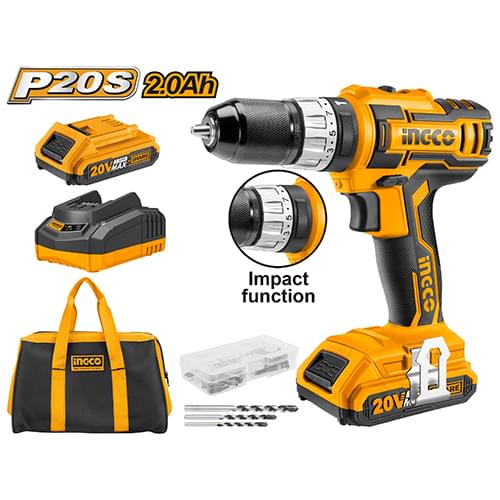 CORDLESS IMPACT DRILL 20V IND. W/BAG #CIDLI2002